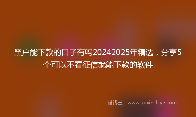 黑户能下款的口子有吗20242025年精选，分享5个可以不看征信就能下款的软件