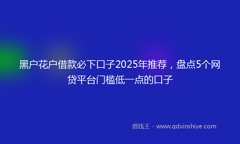 黑户花户借款必下口子2025年推荐，盘点5个网贷平台门槛低一点的口子