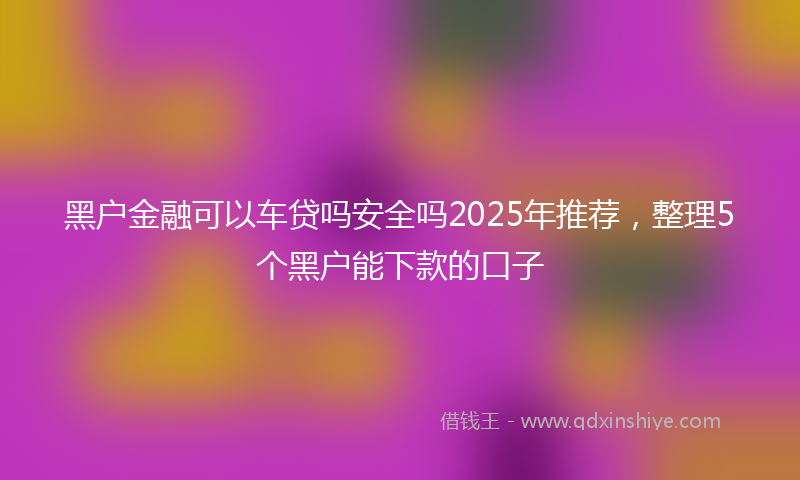 黑户金融可以车贷吗安全吗2025年推荐，整理5个黑户能下款的口子