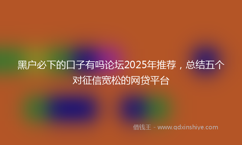黑户必下的口子有吗论坛2025年推荐，总结五个对征信宽松的网贷平台