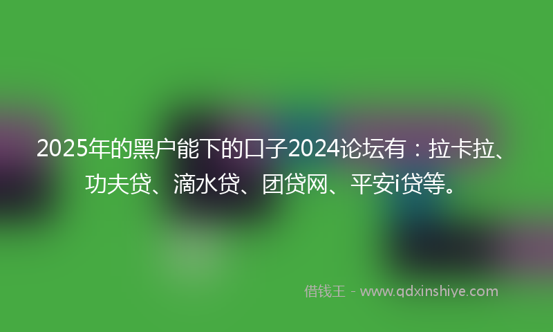 2025年的黑户能下的口子2024论坛有：拉卡拉、功夫贷、滴水贷、团贷网、平安i贷等。