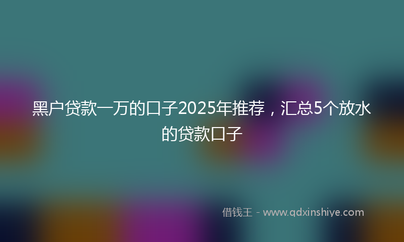 黑户贷款一万的口子2025年推荐，汇总5个放水的贷款口子