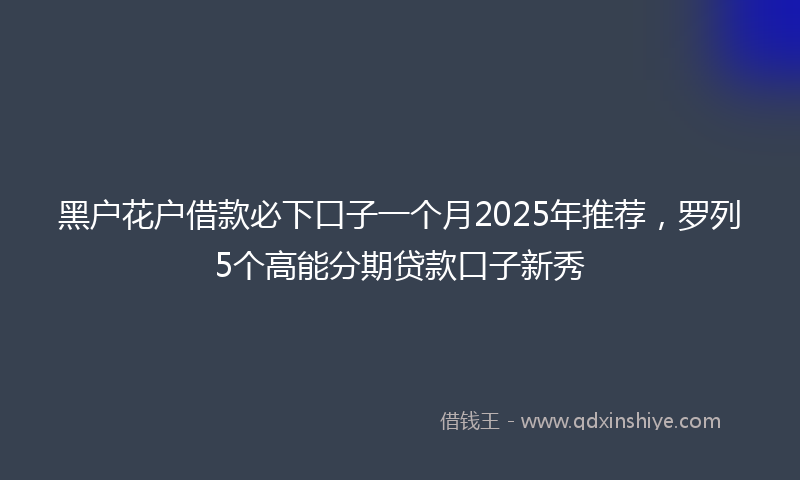 黑户花户借款必下口子一个月2025年推荐，罗列5个高能分期贷款口子新秀