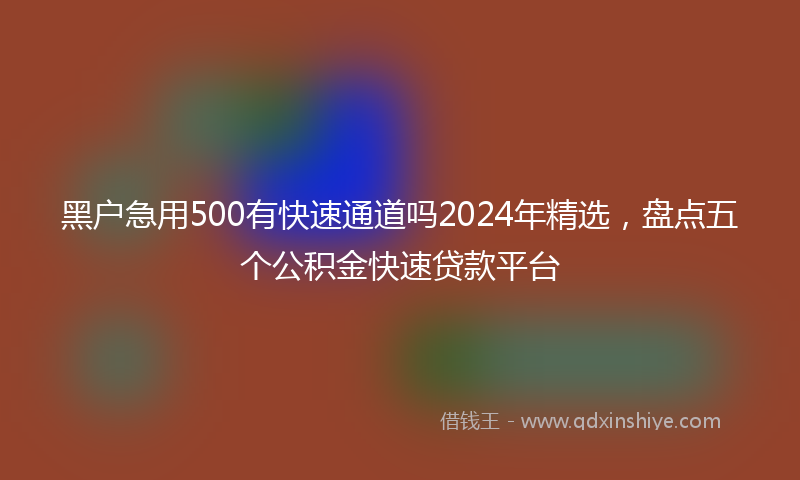 黑户急用500有快速通道吗2024年精选，盘点五个公积金快速贷款平台
