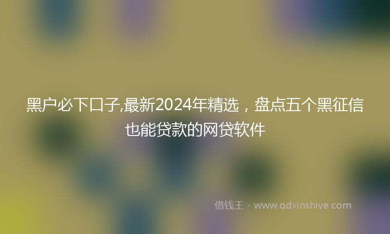 黑户必下口子,最新2024年精选，盘点五个黑征信也能贷款的网贷软件