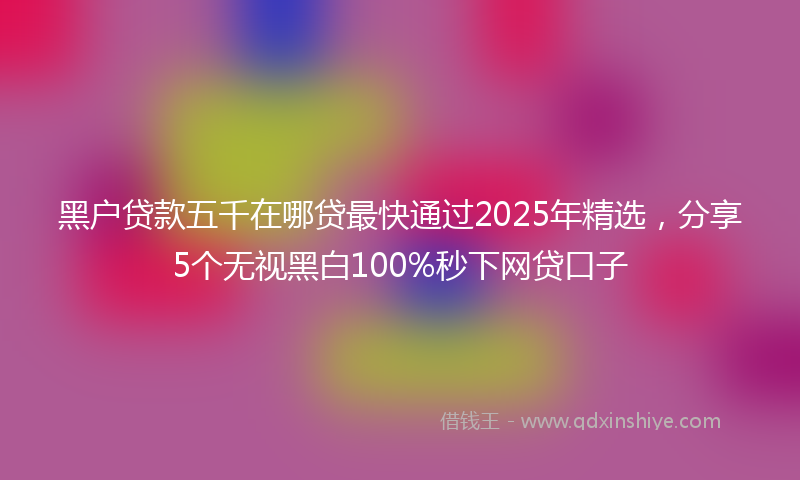 黑户贷款五千在哪贷最快通过2025年精选，分享5个无视黑白100%秒下网贷口子