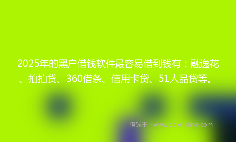 2025年的黑户借钱软件最容易借到钱有：融逸花、拍拍贷、360借条、信用卡贷、51人品贷等。
