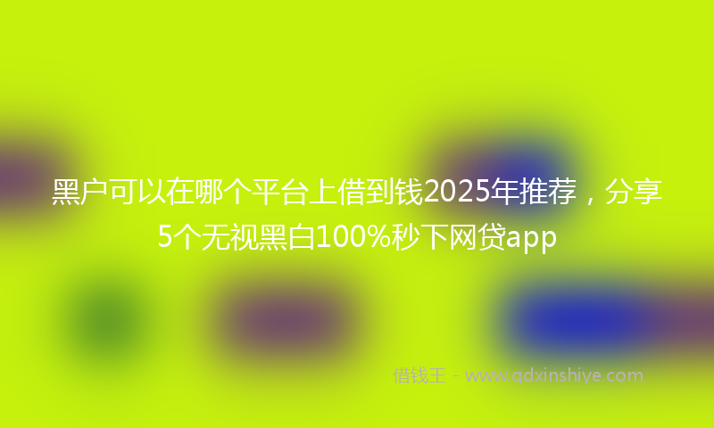 黑户可以在哪个平台上借到钱2025年推荐，分享5个无视黑白100%秒下网贷app