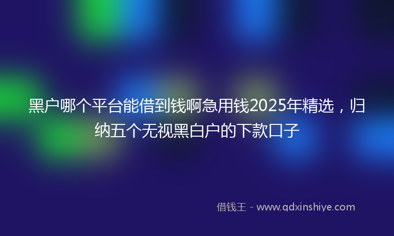 黑户哪个平台能借到钱啊急用钱2025年精选，归纳五个无视黑白户的下款口子