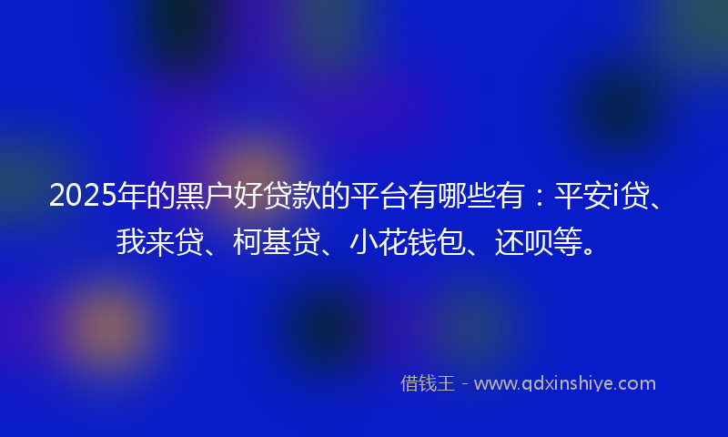 2025年的黑户好贷款的平台有哪些有：平安i贷、我来贷、柯基贷、小花钱包、还呗等。