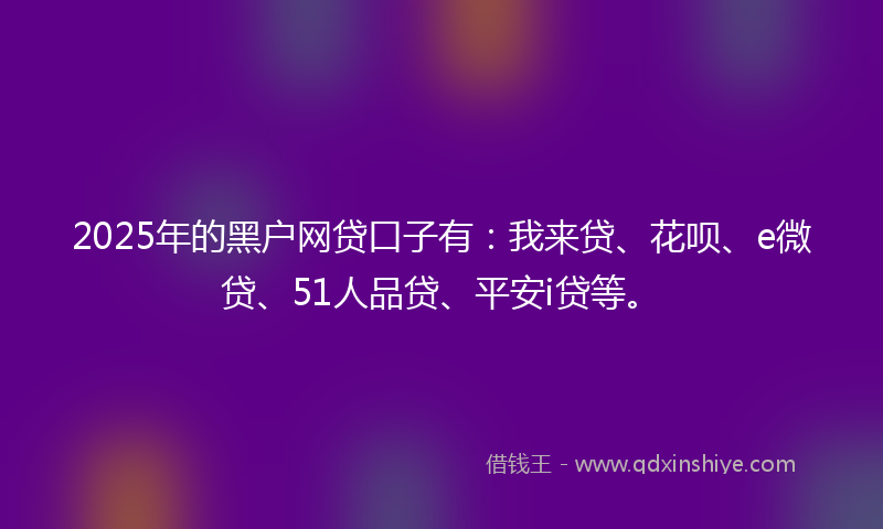 2025年的黑户网贷口子有：我来贷、花呗、e微贷、51人品贷、平安i贷等。