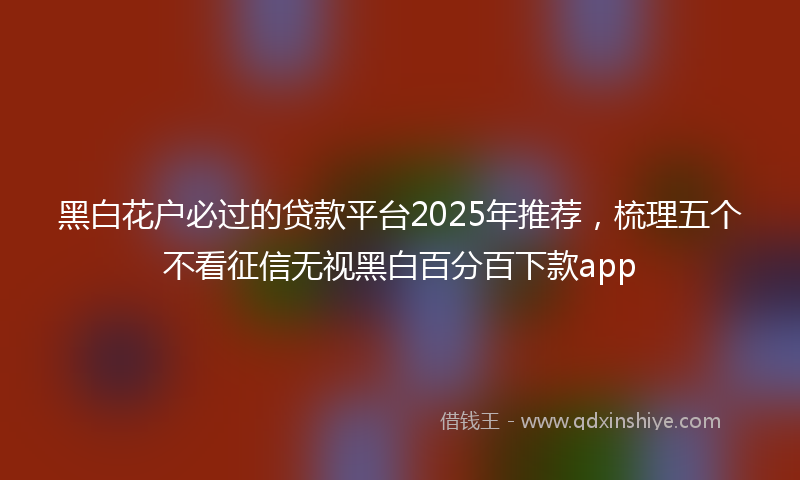 黑白花户必过的贷款平台2025年推荐，梳理五个不看征信无视黑白百分百下款app