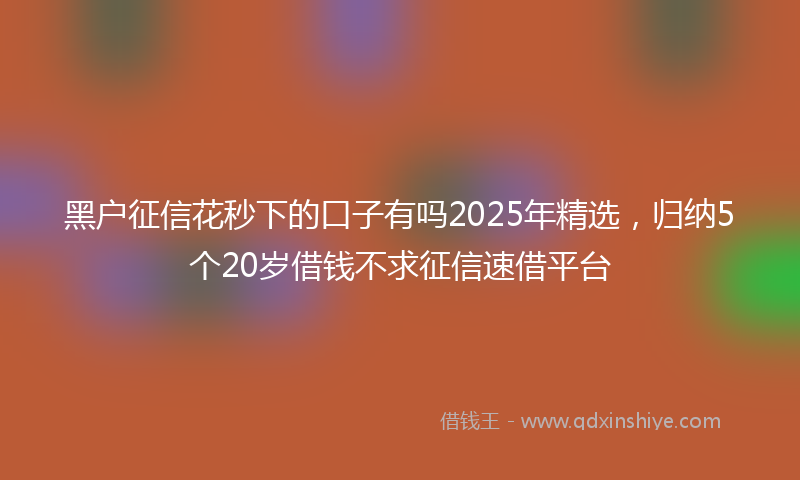 黑户征信花秒下的口子有吗2025年精选，归纳5个20岁借钱不求征信速借平台