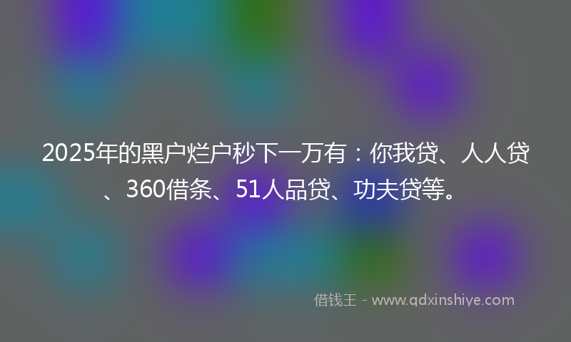 2025年的黑户烂户秒下一万有：你我贷、人人贷、360借条、51人品贷、功夫贷等。