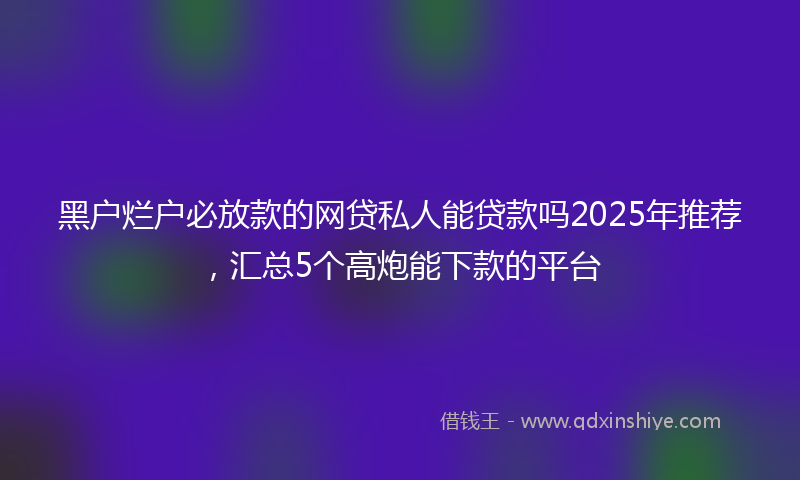 黑户烂户必放款的网贷私人能贷款吗2025年推荐，汇总5个高炮能下款的平台