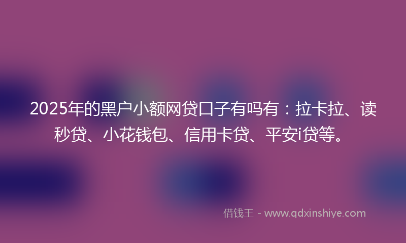 2025年的黑户小额网贷口子有吗有：拉卡拉、读秒贷、小花钱包、信用卡贷、平安i贷等。