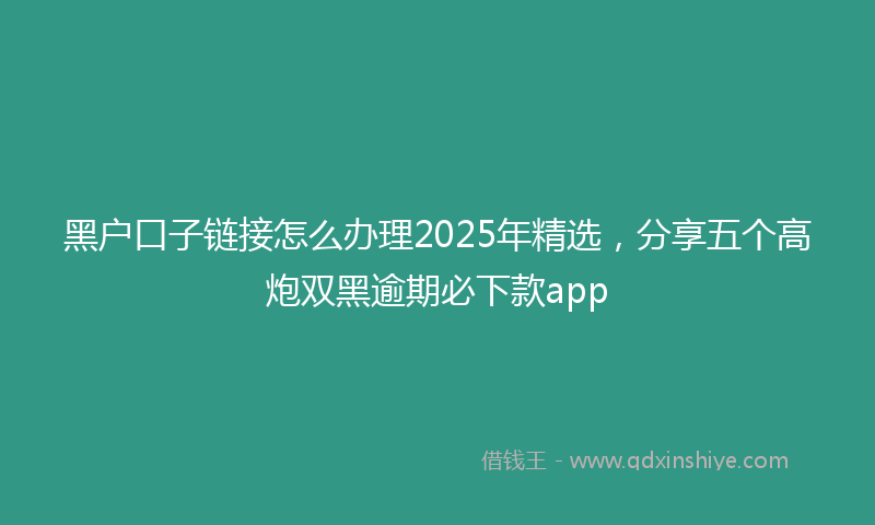黑户口子链接怎么办理2025年精选，分享五个高炮双黑逾期必下款app
