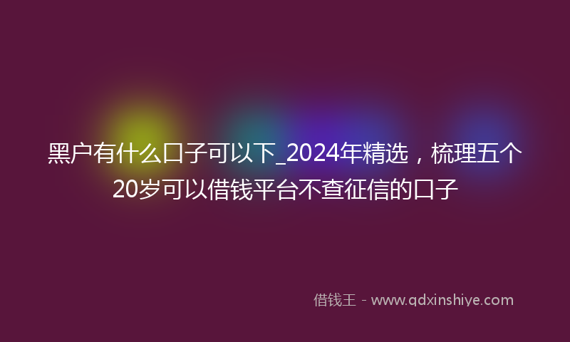 黑户有什么口子可以下_2024年精选，梳理五个20岁可以借钱平台不查征信的口子