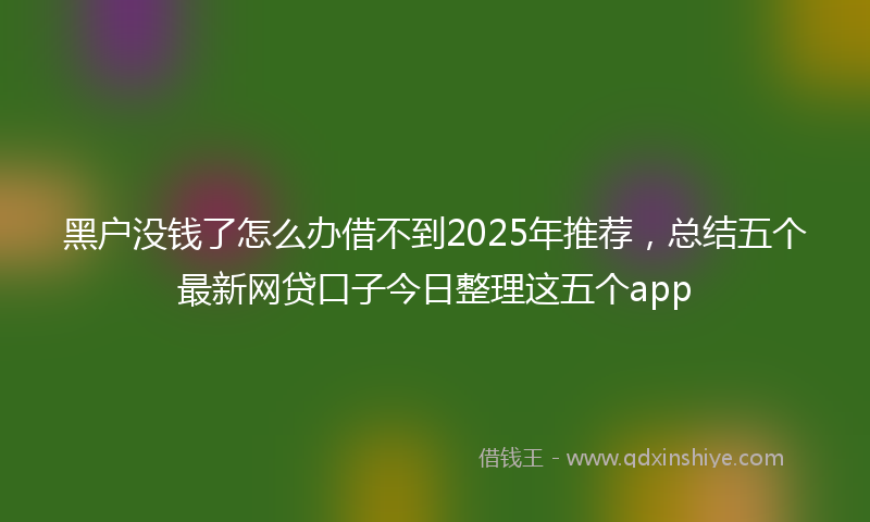 黑户没钱了怎么办借不到2025年推荐，总结五个最新网贷口子今日整理这五个app