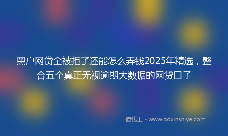 黑户网贷全被拒了还能怎么弄钱2025年精选，整合五个真正无视逾期大数据的网贷口子