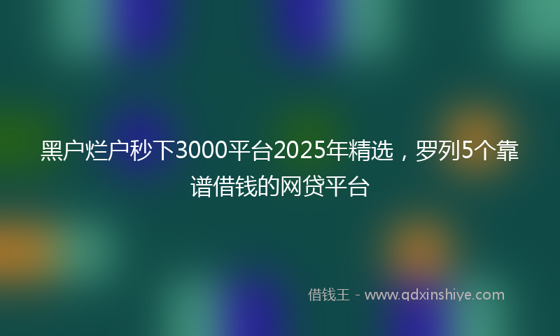 黑户烂户秒下3000平台2025年精选，罗列5个靠谱借钱的网贷平台