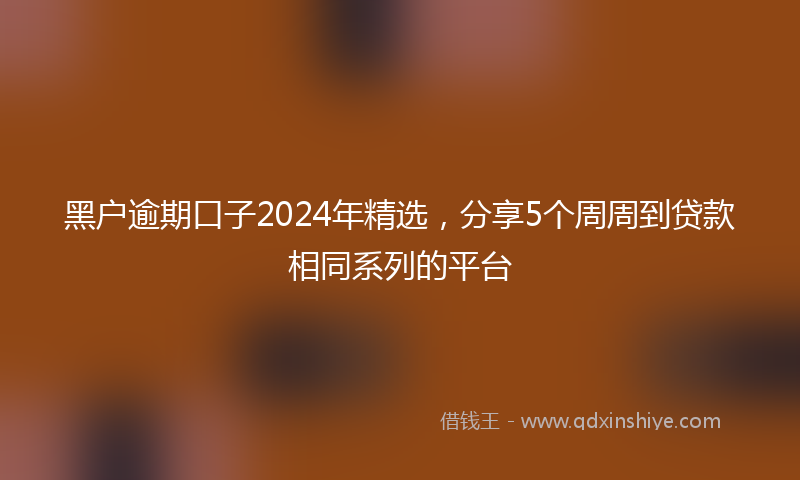 黑户逾期口子2024年精选，分享5个周周到贷款相同系列的平台