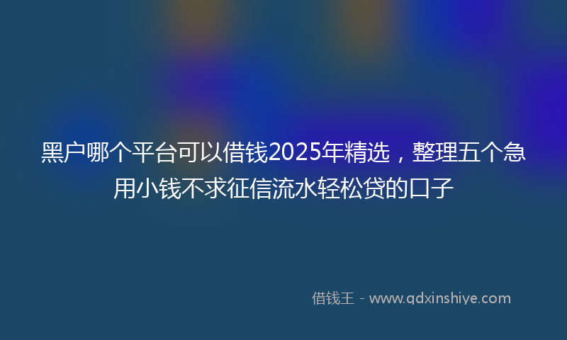 黑户哪个平台可以借钱2025年精选，整理五个急用小钱不求征信流水轻松贷的口子