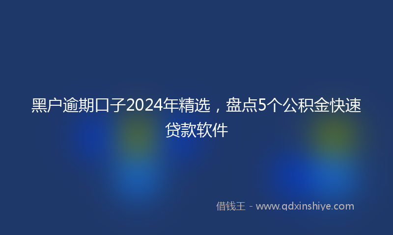 黑户逾期口子2024年精选，盘点5个公积金快速贷款软件