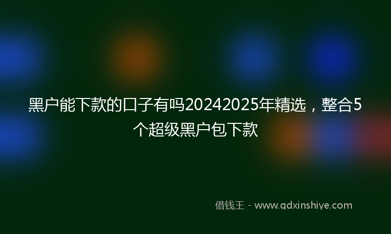 黑户能下款的口子有吗20242025年精选，整合5个超级黑户包下款