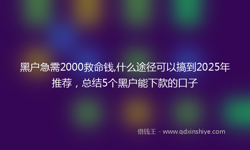 黑户急需2000救命钱,什么途径可以搞到2025年推荐,总结5个黑户能下款的口子