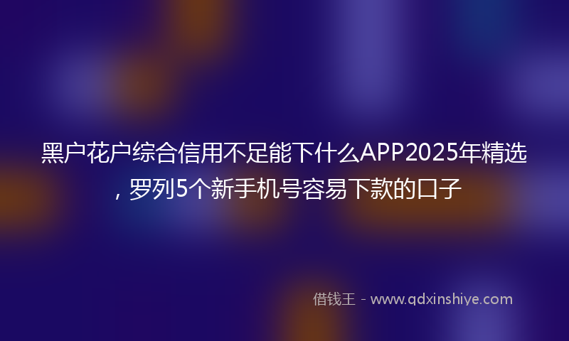 黑户花户综合信用不足能下什么APP2025年精选，罗列5个新手机号容易下款的口子