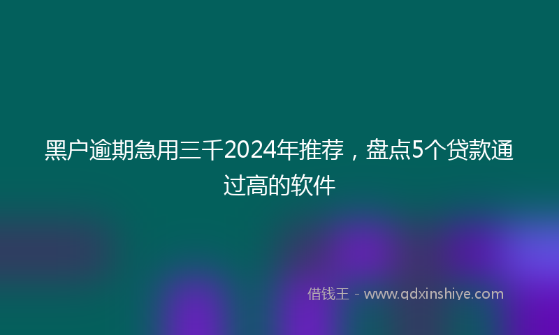黑户逾期急用三千2024年推荐，盘点5个贷款通过高的软件