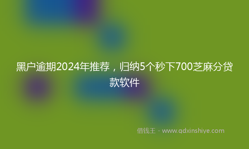 黑户逾期2024年推荐，归纳5个秒下700芝麻分贷款软件