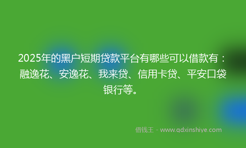 2025年的黑户短期贷款平台有哪些可以借款有：融逸花、安逸花、我来贷、信用卡贷、平安口袋银行等。