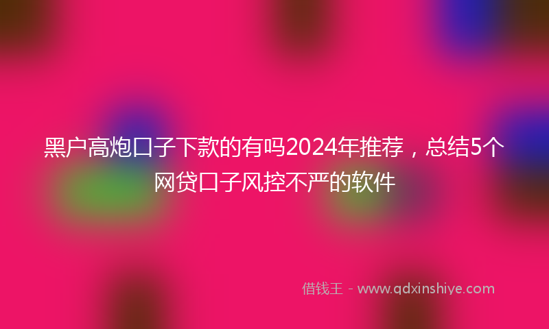 黑户高炮口子下款的有吗2024年推荐，总结5个网贷口子风控不严的软件