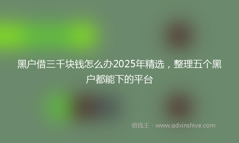 黑户借三千块钱怎么办2025年精选，整理五个黑户都能下的平台