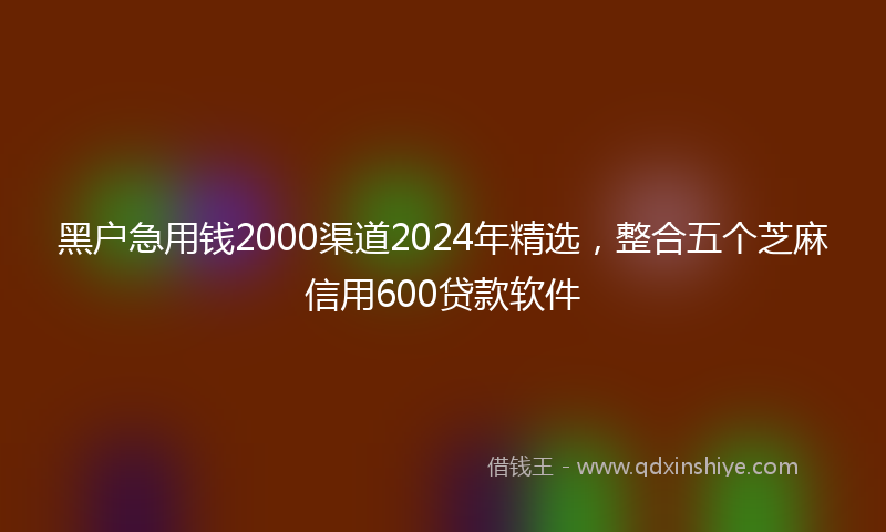 黑户急用钱2000渠道2024年精选，整合五个芝麻信用600贷款软件