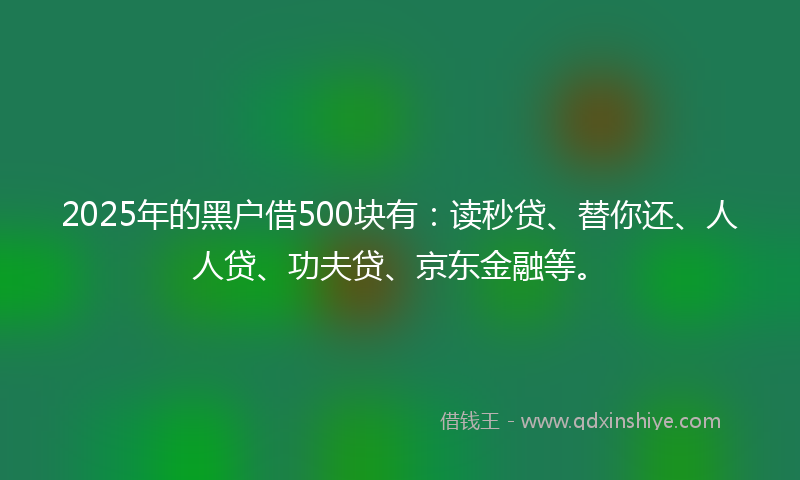 2025年的黑户借500块有：读秒贷、替你还、人人贷、功夫贷、京东金融等。