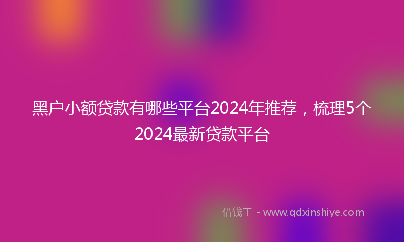 黑户小额贷款有哪些平台2024年推荐，梳理5个2024最新贷款平台