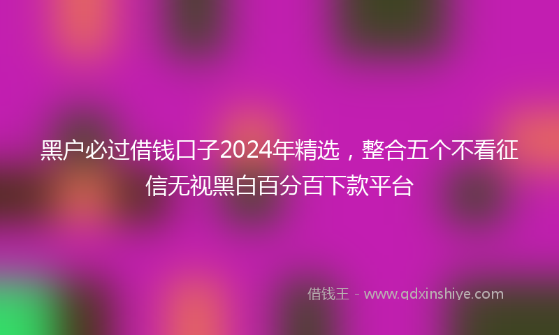 黑户必过借钱口子2024年精选，整合五个不看征信无视黑白百分百下款平台