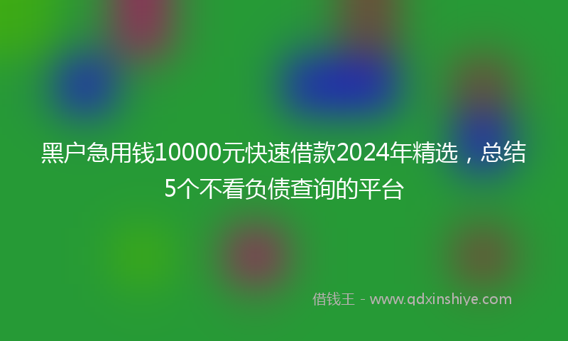 黑户急用钱10000元快速借款2024年精选，总结5个不看负债查询的平台