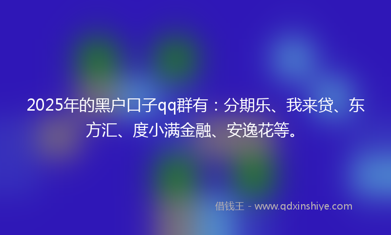 2025年的黑户口子qq群有：分期乐、我来贷、东方汇、度小满金融、安逸花等。
