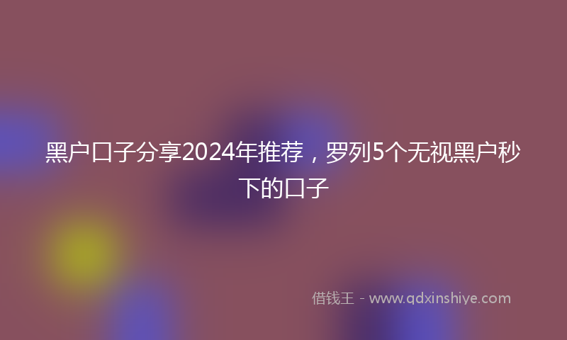 黑户口子分享2024年推荐，罗列5个无视黑户秒下的口子