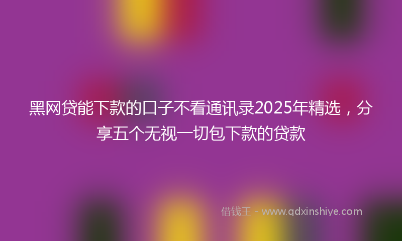 黑网贷能下款的口子不看通讯录2025年精选，分享五个无视一切包下款的贷款