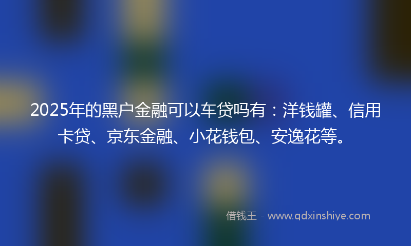 2025年的黑户金融可以车贷吗有：洋钱罐、信用卡贷、京东金融、小花钱包、安逸花等。