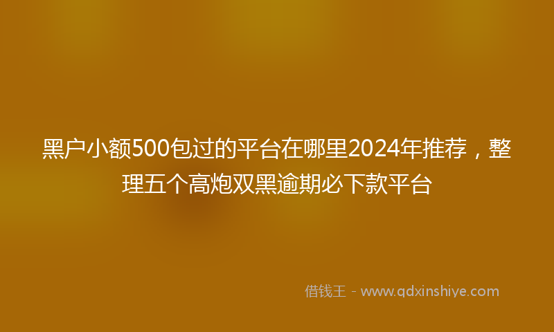 黑户小额500包过的平台在哪里2024年推荐，整理五个高炮双黑逾期必下款平台