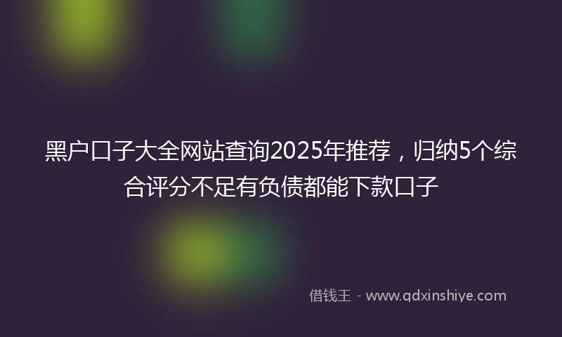 黑户口子大全网站查询2025年推荐，归纳5个综合评分不足有负债都能下款口子
