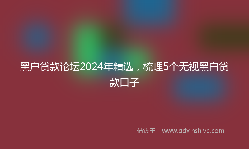 黑户贷款论坛2024年精选，梳理5个无视黑白贷款口子