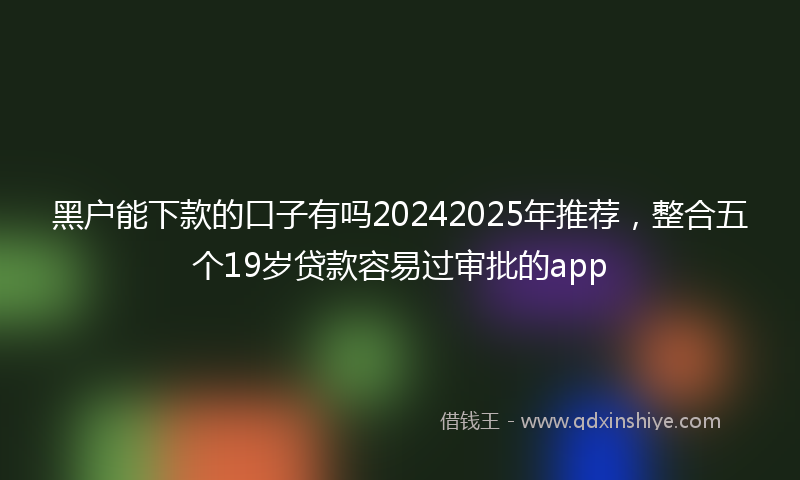 黑户能下款的口子有吗20242025年推荐，整合五个19岁贷款容易过审批的app