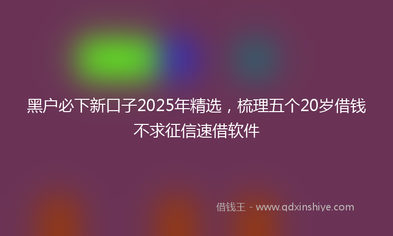 黑户必下新口子2025年精选，梳理五个20岁借钱不求征信速借软件